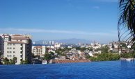 View from infinity swimming pool at Selva Romantica, Puerto Vallarta, Mexico.