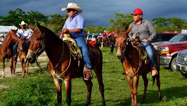 kids riding mules in the country in an event in puerto vallarta